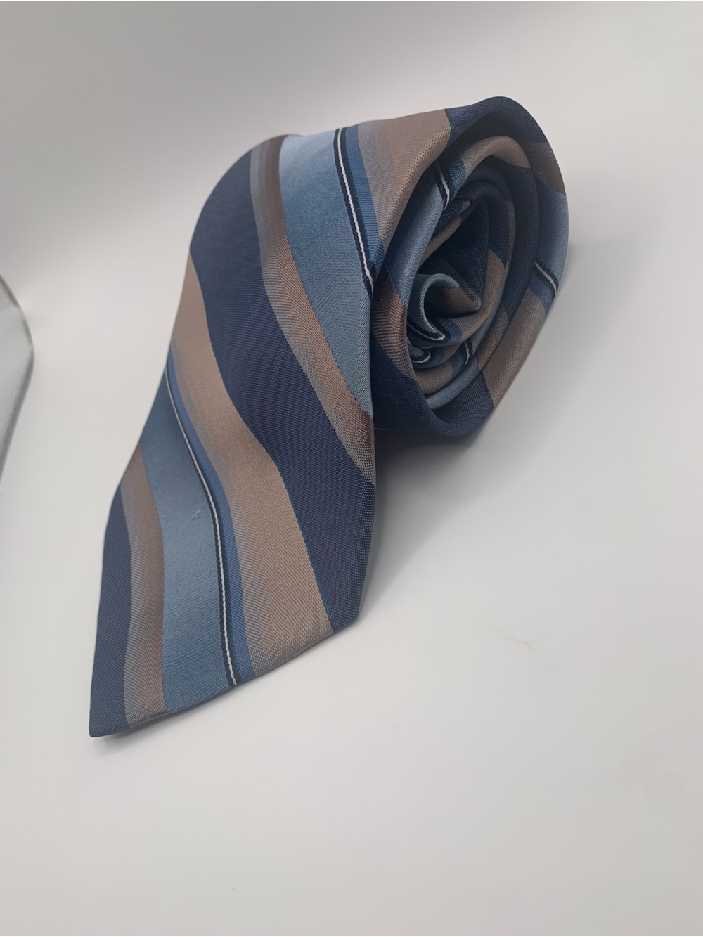 KETCH Classic Blue and Tan Striped Men's Tie